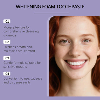 9D Purple Teeth Whitening Foam Toothpaste - 10% Hydroxyapatite, Fresh Breath, and Stain-Removing Oral Care for Travel