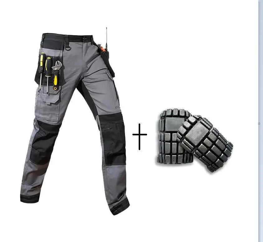 Men’s Multi-Pocket Cargo Work Pants with Knee Pads – Durable Wear-Resistant Tactical Trousers for Outdoor Workwear and Construction Use