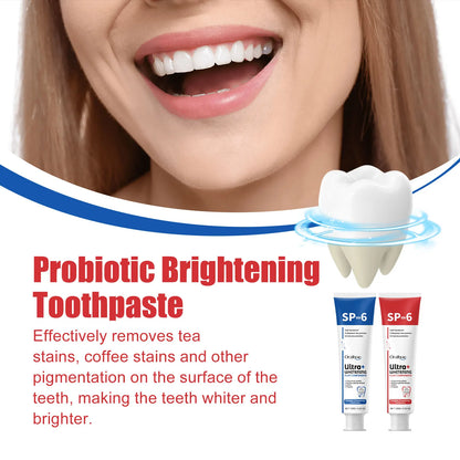 SP6 Probiotic Whitening Toothpaste – Stain Removal, Fresh Breath & Yellow Teeth Reduction for Daily Oral Care