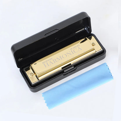 10-Hole C Diatonic Harmonica - Phosphor Bronze Beginner Mouth Organ with Case Kit