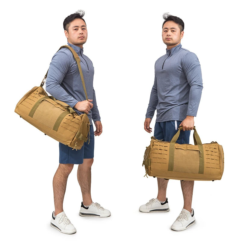 QT & QY 40L Tactical Gym and Travel Duffle Bag - Men’s Fitness Training Bag with Shoe Compartment, Basketball and Outdoor Weekender Bag