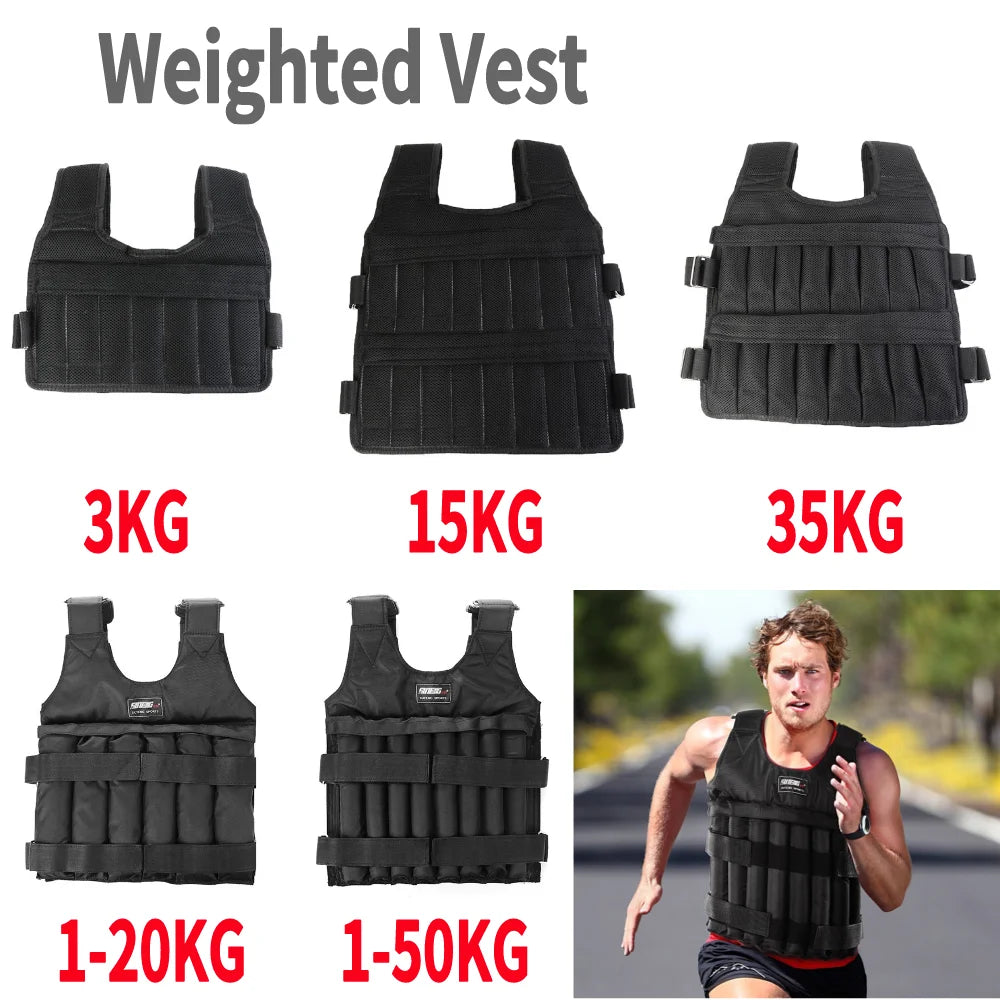 Adjustable Weight Training Vest — 3/15/35kg Fitness Running Jacket for Workout & Jogging