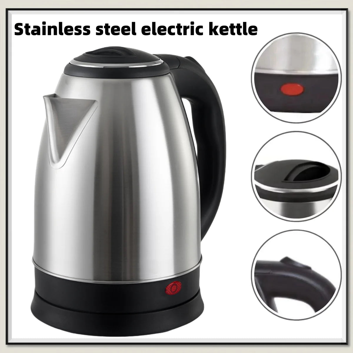 2L Travel Electric Kettle | Stainless Steel Portable Water Boiler for Tea & Coffee