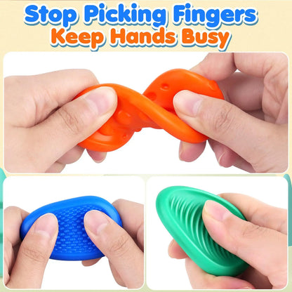 6-Pack Sensory Stone Fidget Toys - Textured Silicone Stress Relief & Calming Toys