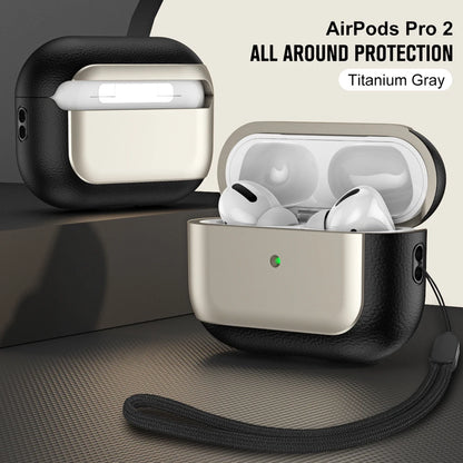Luxury Leather Pattern Earphone Case for AirPods Pro 2/3/4 – Shockproof ANC Cover with Lanyard