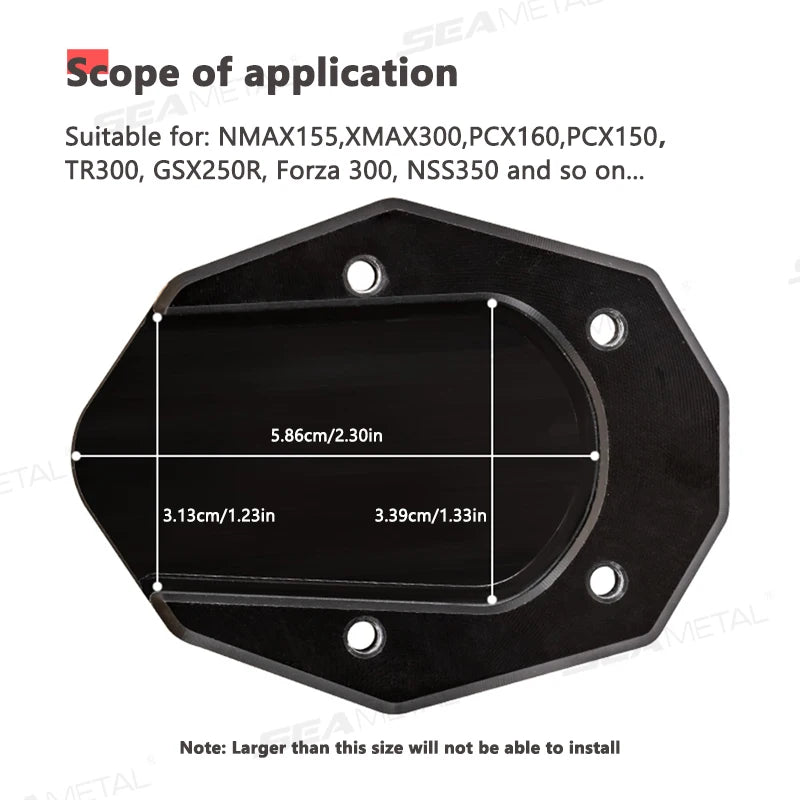 BLALION Aluminum Motorcycle Kickstand Extender – Side Stand Foot Pad Support Plate Accessory