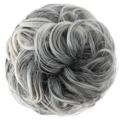 Synthetic Messy Hairpiece Chignon Scrunchie – Blonde & Brown Donut Bun for Women, Elastic Daily Use Hair Extension H9