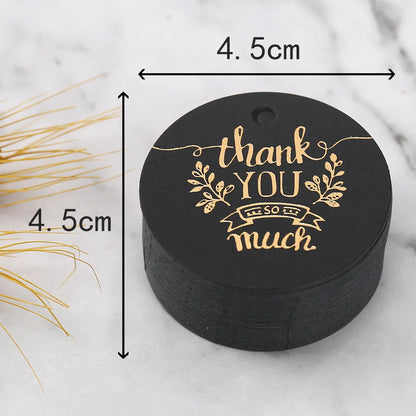 50PCS 4.5cm Bronzing Round Garment Tags – “Thank You” Paper Hang Tags for Clothing, Shoes, Packaging & DIY Crafts
