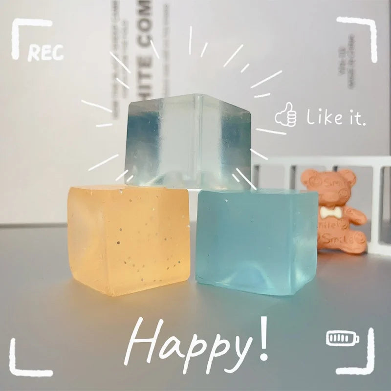 15Pcs Mini Ice Cube Squishy Stress Relief Toys – Transparent Squeeze Ice Block Fidget Set for Kids, Anxiety Relief & Sensory Gift Pack