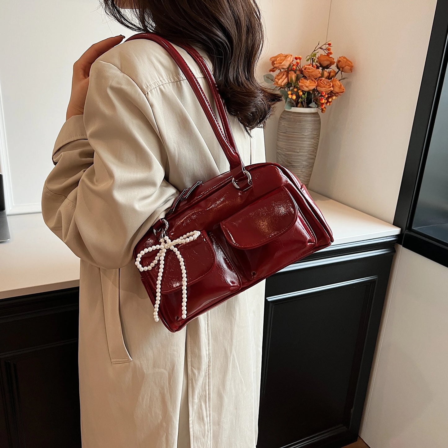 Fashionable Underarm Bow Pillow Bag for Women – 2024 Korean Edition Simple Trendy Shoulder Bag