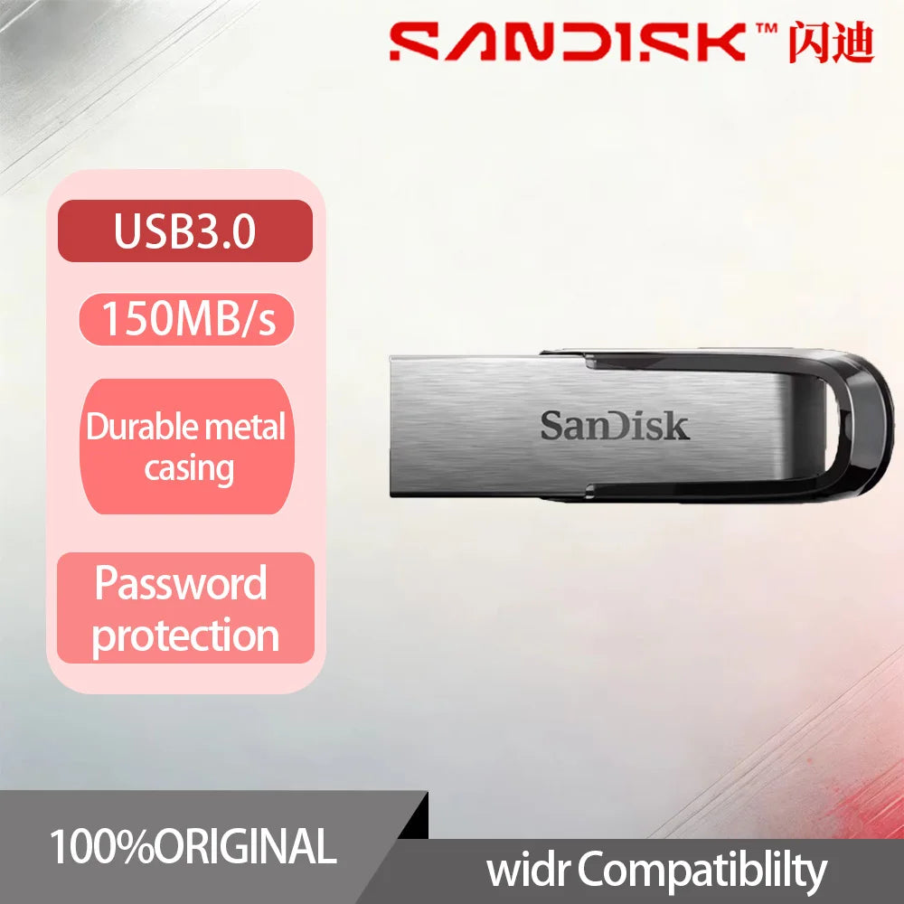 SanDisk CZ73 USB 3.0 Flash Drive - Metal Pen Drive 16GB–512GB Up to 150MB/s Read Speed
