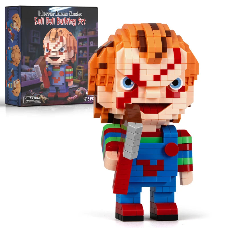 Tiny Particle Building Blocks – Halloween Cartoon Puzzle Toys with Magic Night Death Clown Characters