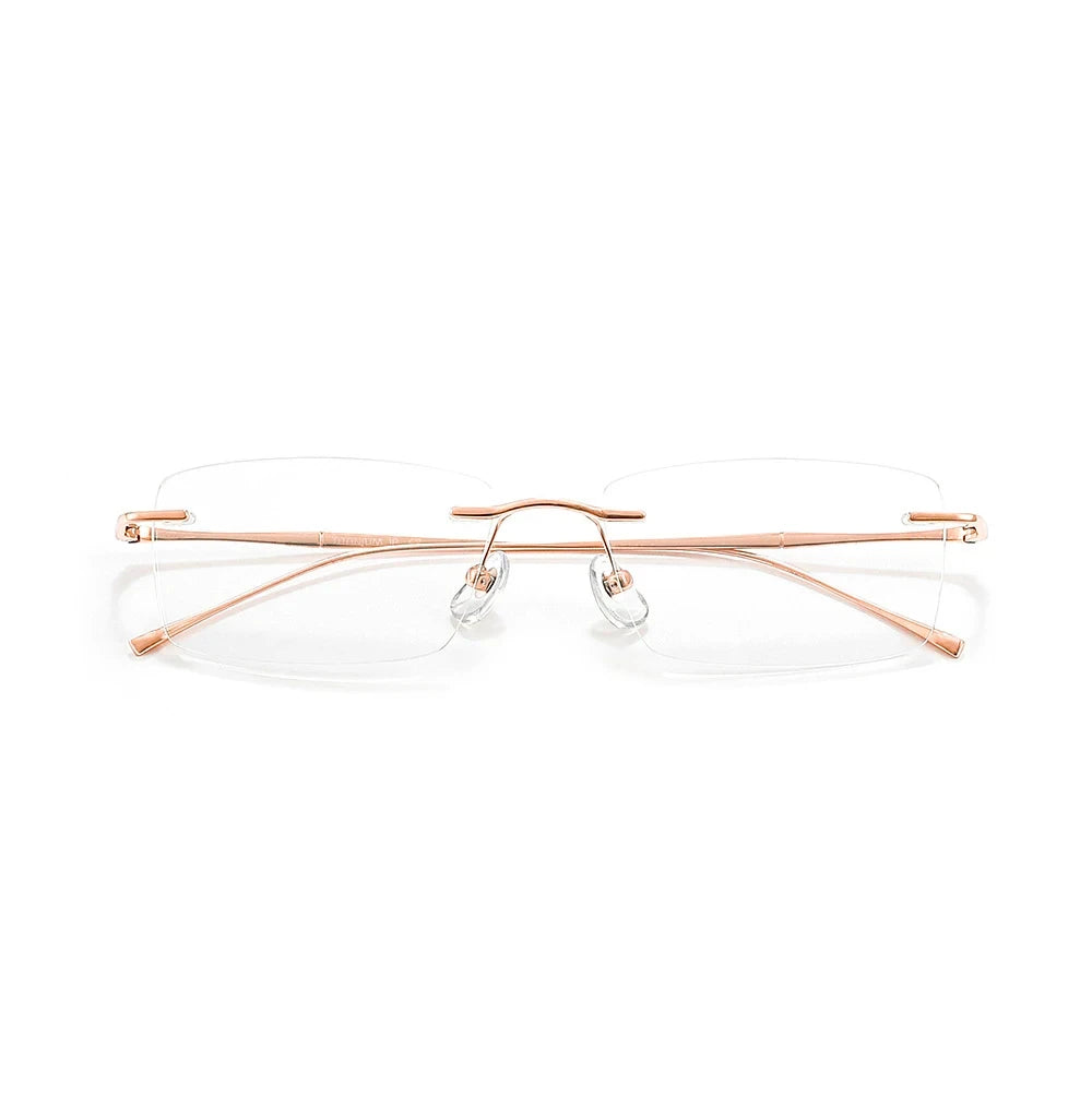 Ultra-Light Pure Titanium Rimless Glasses Frame – Anti-Blue Light Optical Frames for Men, Custom Prescription Eyeglasses