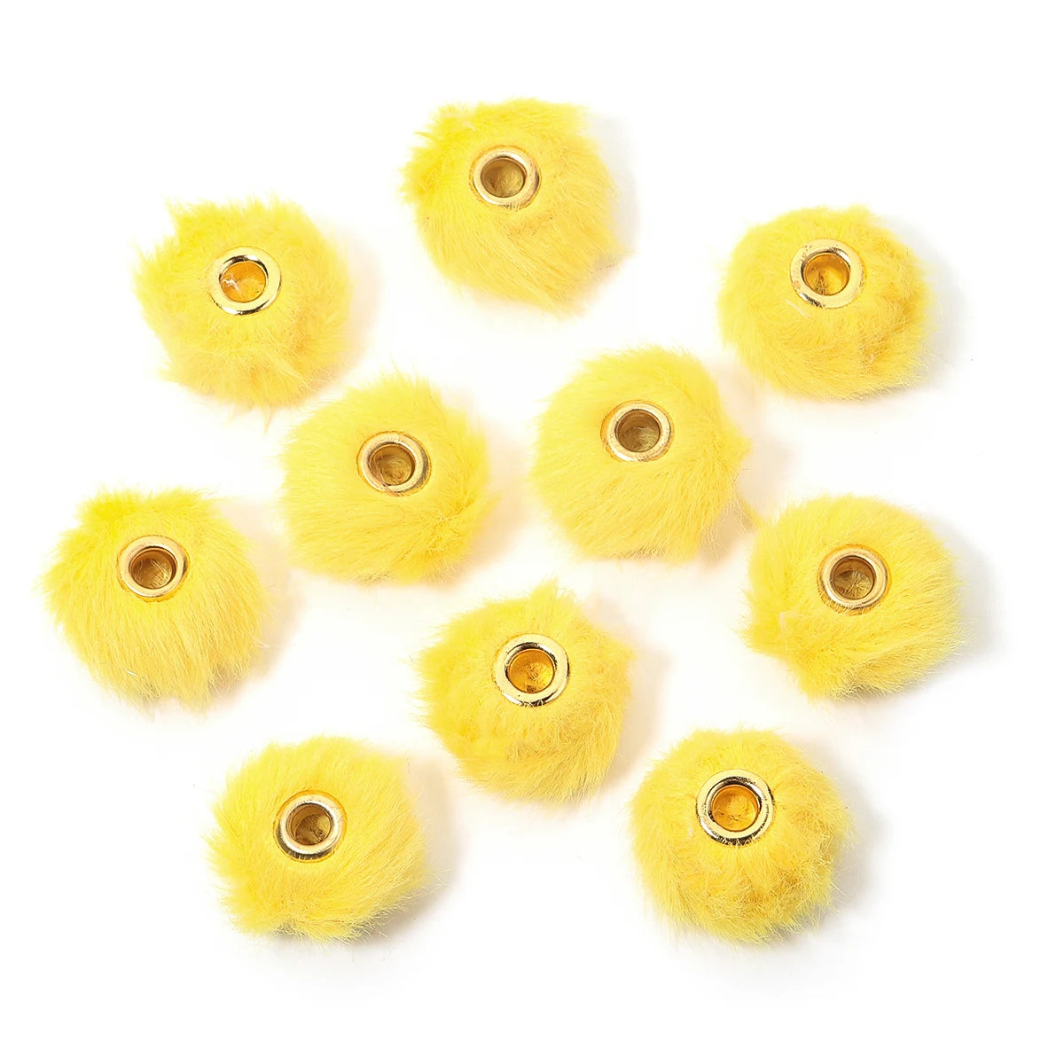 10pcs Plush Fur Ball Beads – Multicolor Pompom Spacer Beads for DIY Jewelry, Earrings & Bracelets