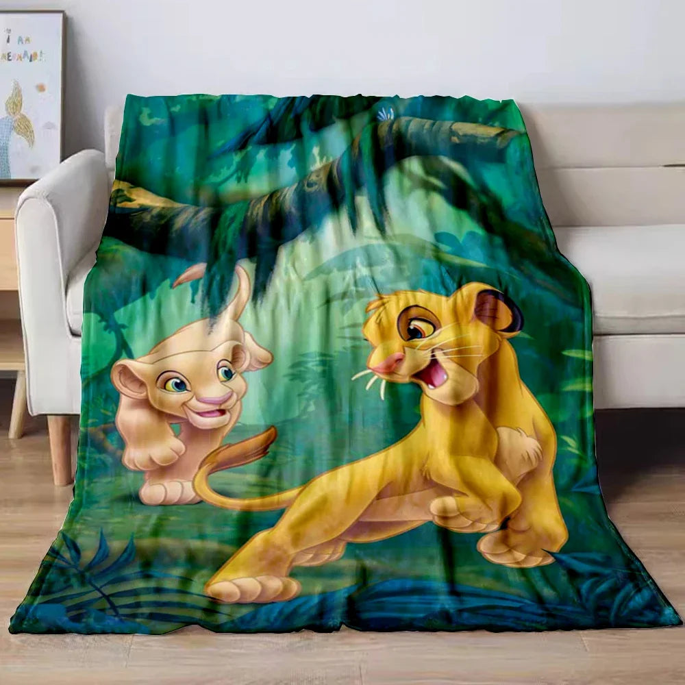 Lion King Simba Cartoon Flannel Blanket – Soft Cozy Throw for Sofa, Bed, Car, Camping, Travel & Kids Gift