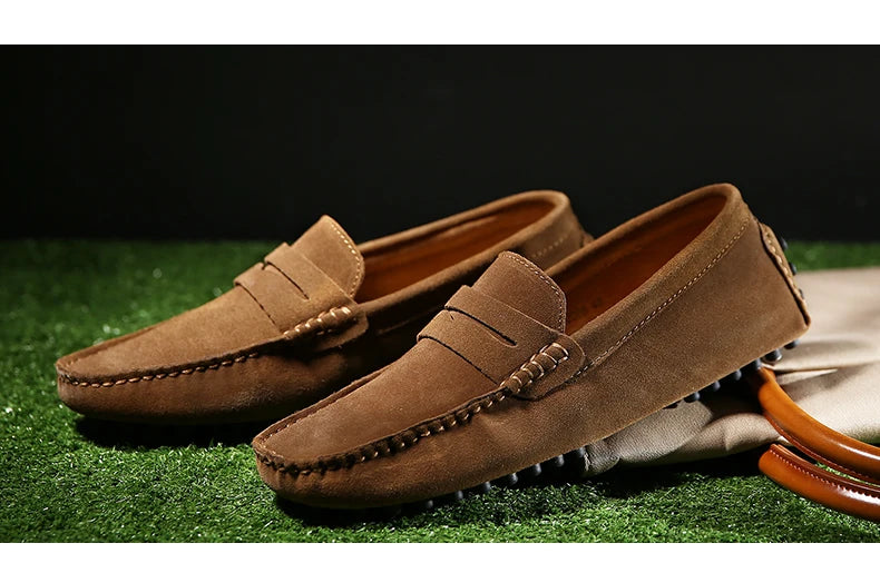 Men's High-Quality Leather Loafers – Casual Moccasins Slip-On Flats, Fashion Driving Shoes, Size 38-49