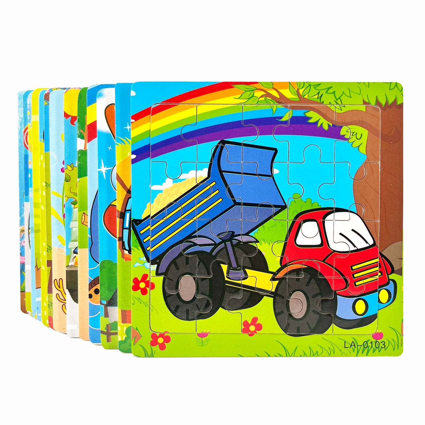 14.7cm Wooden Jigsaw Puzzle – Transportation & Marine Animal Educational Toy for Kids