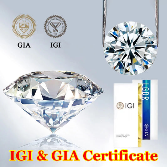 0.1–5CT Super White Lab-Grown Diamond Loose — IGI/GIA Certified, HPHT & CVD, DEFG VVS-SI, Diamond Tester Approved for Wedding Jewelry