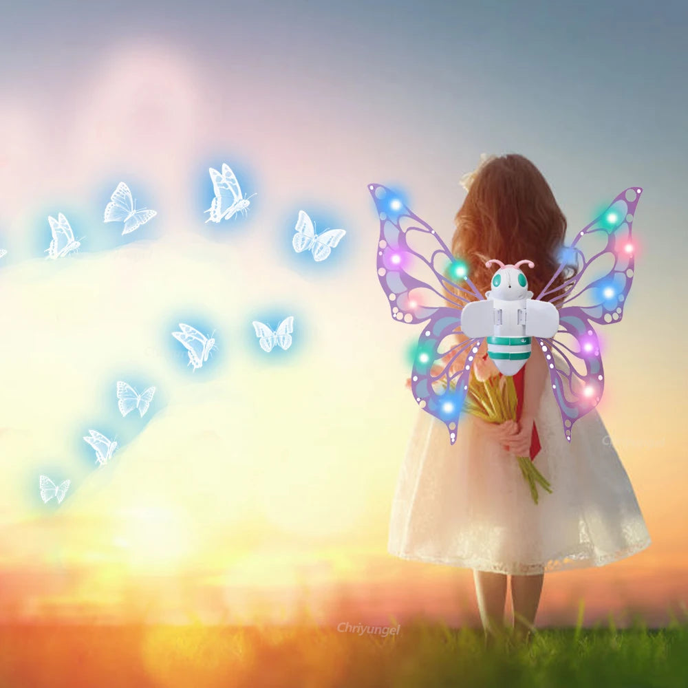 Electric Butterfly Fairy Wings with Lights — Moving Elf Angel Wings for Kids Cosplay & Dress Up