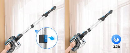INSE Cordless Vacuum Cleaner – 20Kpa Lightweight Stick Vacuum with 2200mAh Battery for Hard Floors, Carpets, Hair & Car Cleaning
