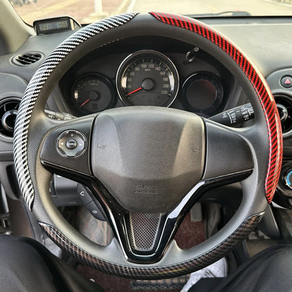 DIY Car Steering Wheel Cover — Microfiber Leather with Glossy Carbon Fiber Look