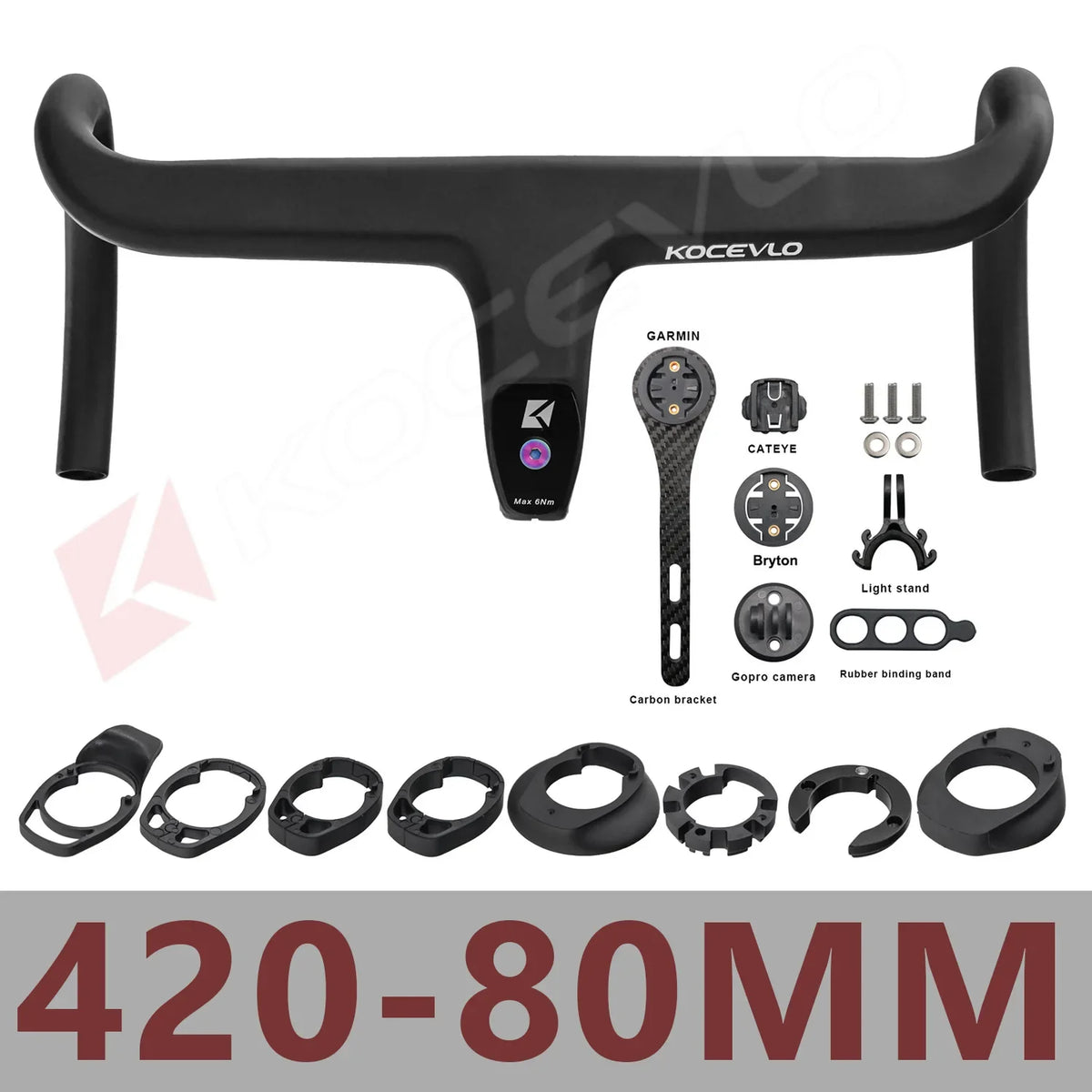 KOCEVLO Carbon Fiber Road Bike Handlebar - Integrated Internal Cable Routing Drop Bar with Computer Mount and Washers