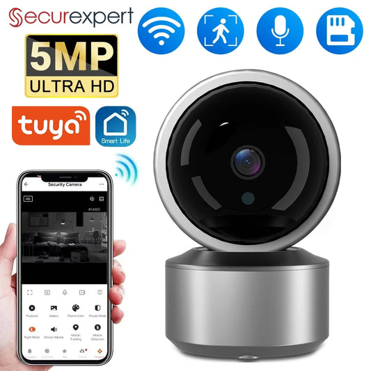 5MP WiFi Baby Monitor Security Camera – Tuya Smart Life App, 355° PTZ Auto Tracking, IR Night Vision & 2-Way Audio Indoor IP Cam