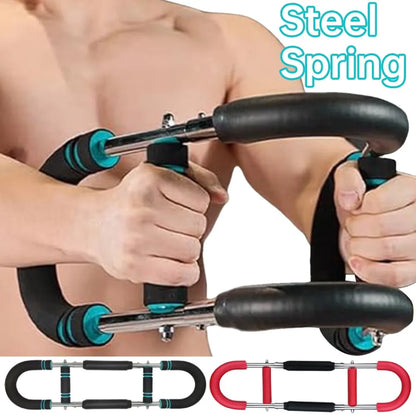 Twister Arm Exerciser — Adjustable Foam Handle Spring Workout Bar for Forearm, Triceps & Chest Training