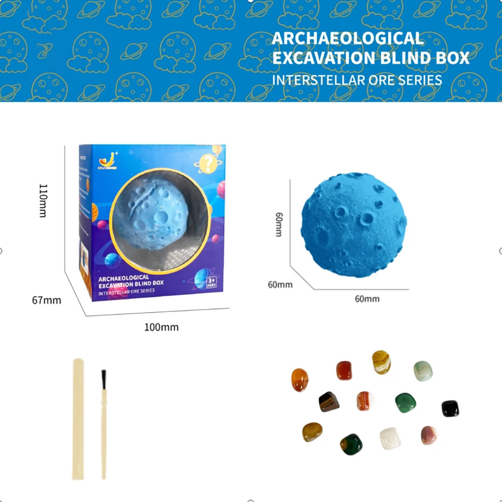 Solar System Archaeology Digging Toy Set – Kids Planet Gem Mining Science Educational Exploration Kit