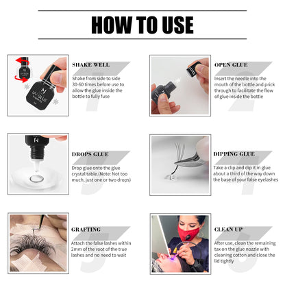 UV Eyelash Glue – Waterproof, Quick-Dry 1-Second Colorless & Odorless Eyelash Extension Adhesive