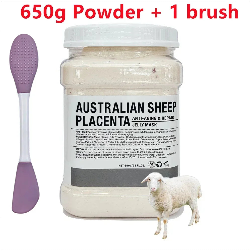 650g Chamomile Hyaluronic Acid Facial Moisturizing Mask Powder with Silicone Brush, Rose Jelly Mask for Skin Elasticity