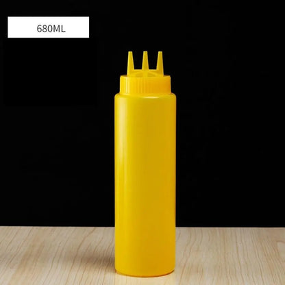 Plastic Squeeze Sauce Bottle – Graduated Jam & Salad Container with 3 Nozzles