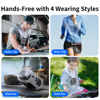 Socool 5000mAh Portable Waist & Neck Fan – 4-Speed 13000RPM Rechargeable Hanging Fan with Power Bank for Outdoor Work & Travel