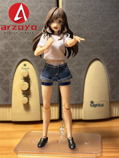 C-010 1/12 Scale Female Outfit – T-Shirt & Denim Shorts for 6’’ Romankey Soldier Action Figures