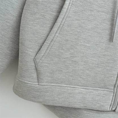 Oversized Unisex Zipper Hoodie - Women's Winter Loose Sweatshirt with Double Pockets