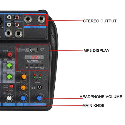 4-Channel DJ Mixer Console – Bluetooth Audio Mixer with 48V Phantom Power, USB & Karaoke Monitor System