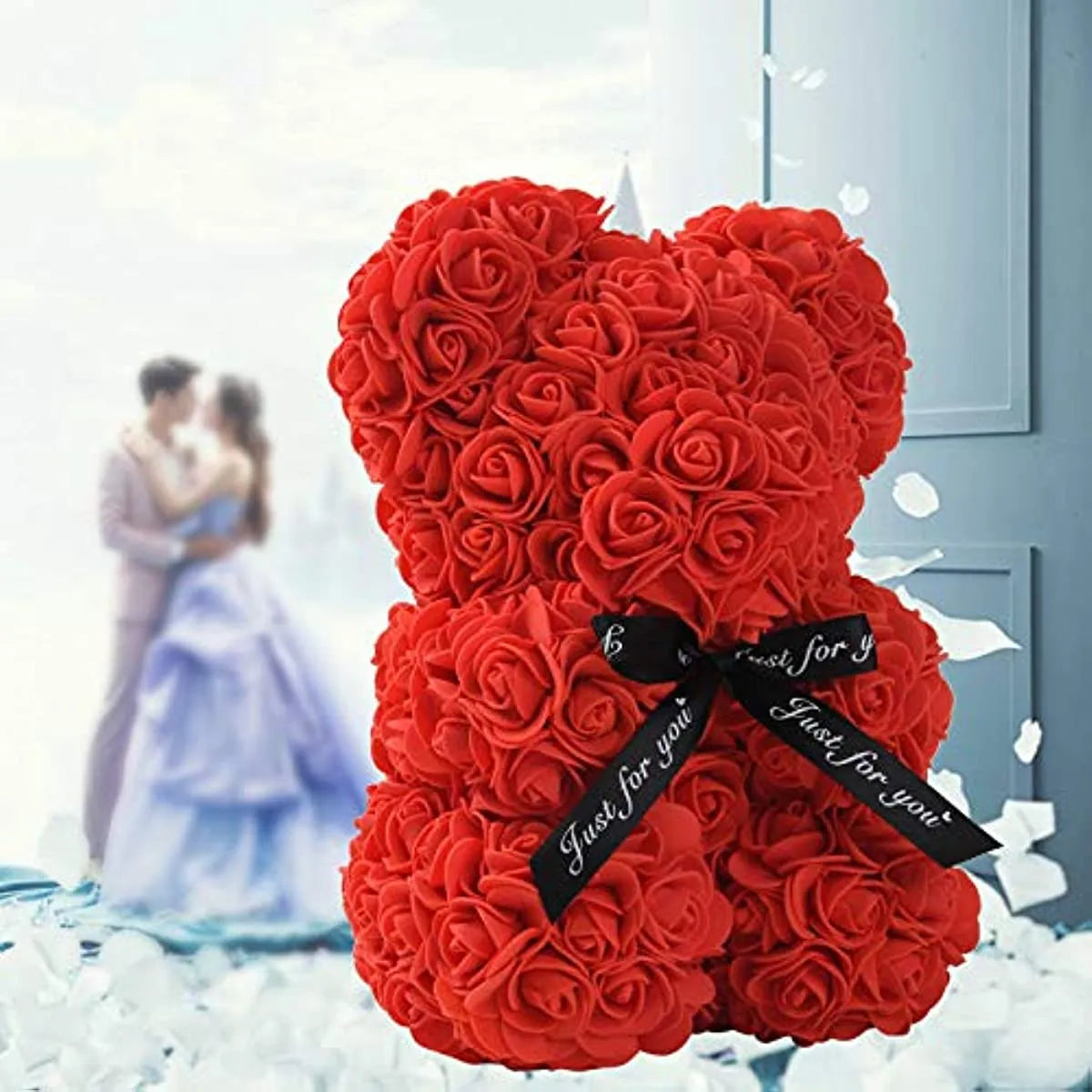 Express Your Love with a 25cm Artificial Rose Bear - The Perfect Gift for Anniversaries, Christmas, Valentine's Day, Birthdays, and Weddings!