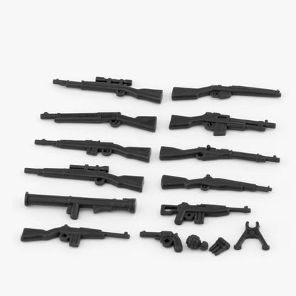 Military Building Blocks Soldier Set - Tactical Weapons Figures with Gatling Gun, Rifle, Mortar & Accessories Toy Kit