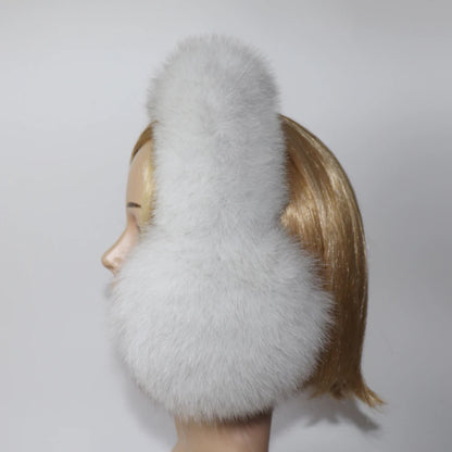 Real Fox & Raccoon Fur Earmuffs – Warm Winter Ear Warmer for Women and Girls, Plush Genuine Fur Accessory