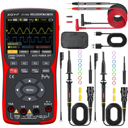 ZOYI 703S Handheld Oscilloscope Multimeter – Dual-Channel 3-in-1 Auto Repair Tool with Color Screen