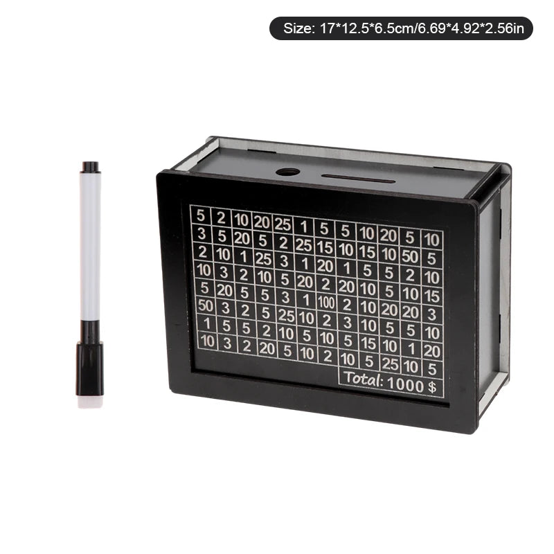 USD Black Reusable Piggy Bank with Money Goal Counter - DIY Savings Box to Build Good Habits