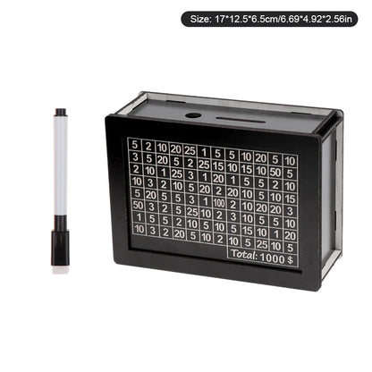 USD Black Reusable Piggy Bank with Money Goal Counter - DIY Savings Box to Build Good Habits