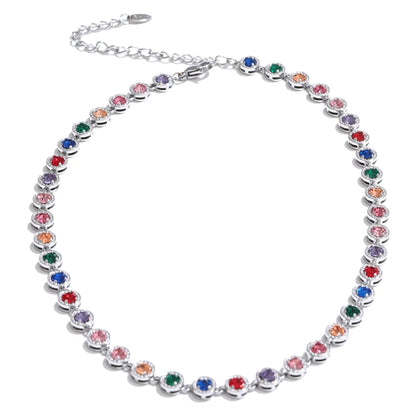 NiNice 316L Stainless Steel Jewelry Set – Colorful Cubic Zirconia Necklace and Bracelet, Exquisite Luxury Fashion Design