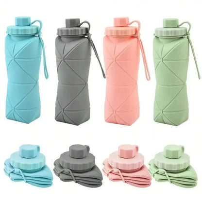 600ML Collapsible Silicone Cup - Portable Foldable Travel Water Bottle for Outdoor Use with Food-Grade Material