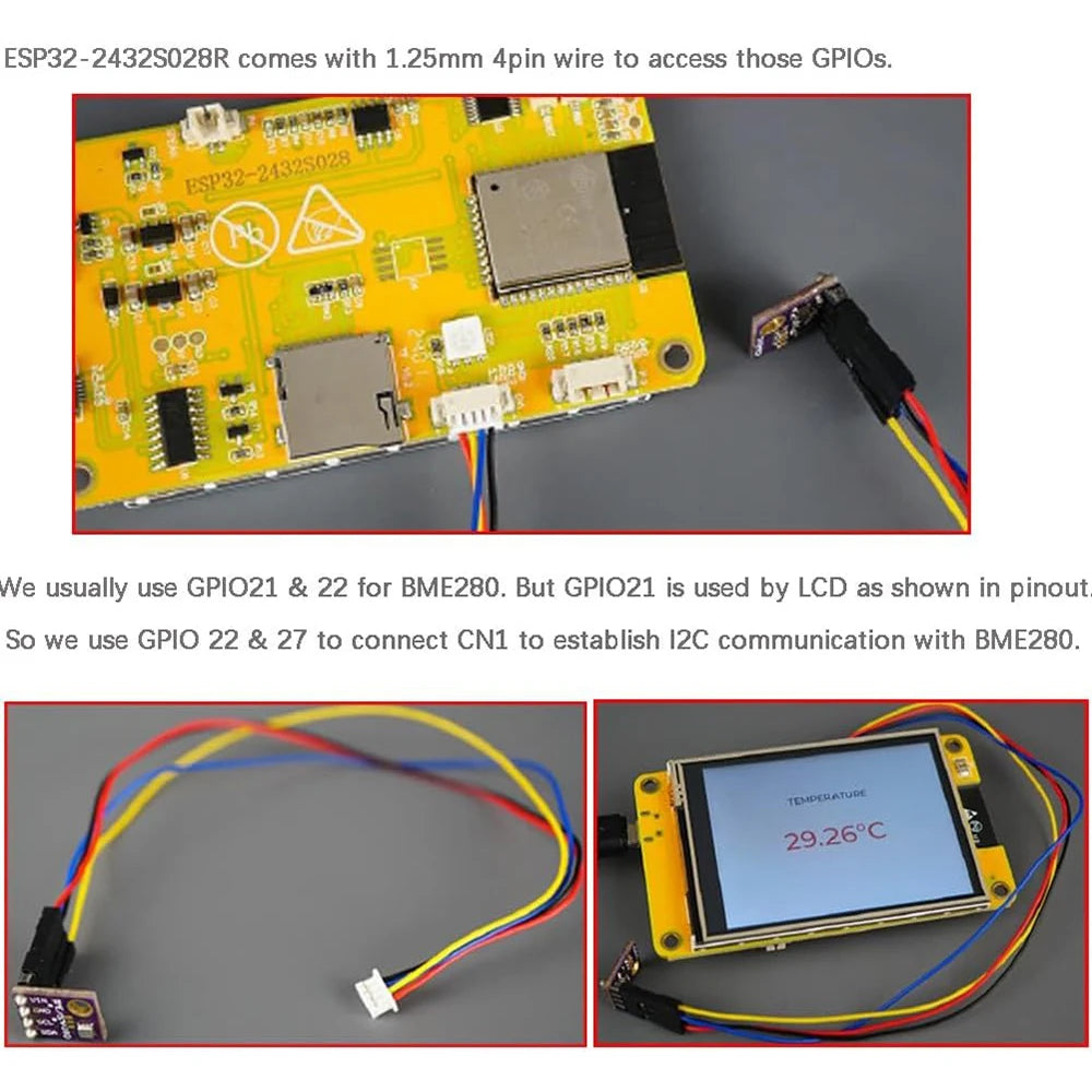 2.8" ESP32-2432S028R TFT LCD Module – ILI9341 Resistive Touchscreen Display with ESP-WROOM-32 Development Board & Acrylic Case