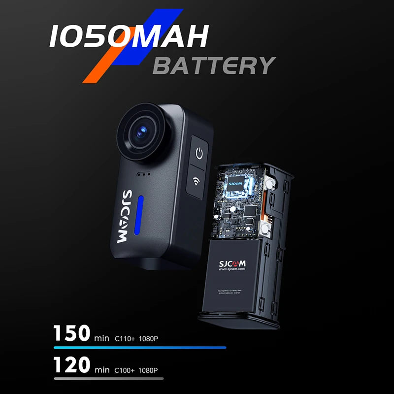 SJCAM C110+ 4K Action Camera – 30fps, 6-Axis GYRO, WiFi Remote, 1050mAh, Portable Sports DV for Helmet & Motorcycle