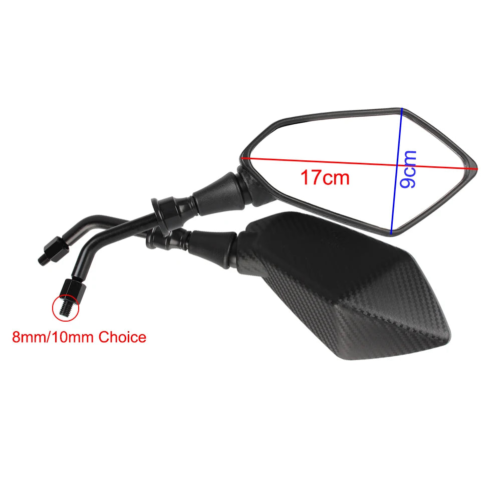 8mm / 10mm Convex Handlebar End Rearview Mirrors – Side Mirrors for Scooter, E-Bike, Motorcycle ( 1 Pair )