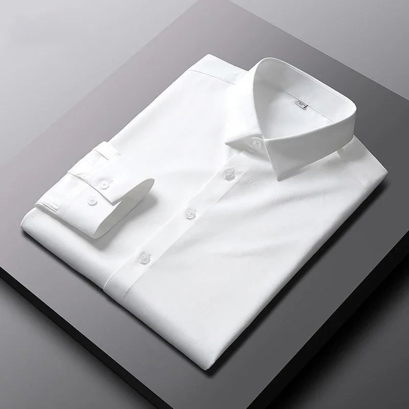 Men's Long Sleeve Dress Shirt - Solid Color Wrinkle Resistant Business Casual Top
