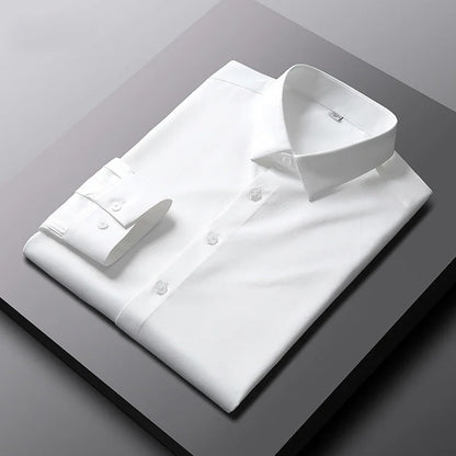 Men's Long Sleeve Dress Shirt - Solid Color Wrinkle Resistant Business Casual Top
