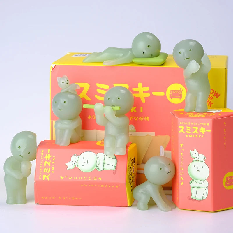 Smiski Living Room Series Luminous Blind Box – Mini Glow-in-the-Dark Doll Ornament for Home Décor & Surprise Gift